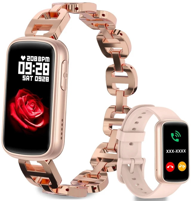 Main image of Smart Watches for Women,Fitness Trakcer with Bluetooth Call, Heart Rate/Sleep Monitor/Calories/Blood Pressure,130+ Sports Modes 1.47'' Smartwatch for Android iPhone,IP68 Waterproof,2 Bands,Rose Gold