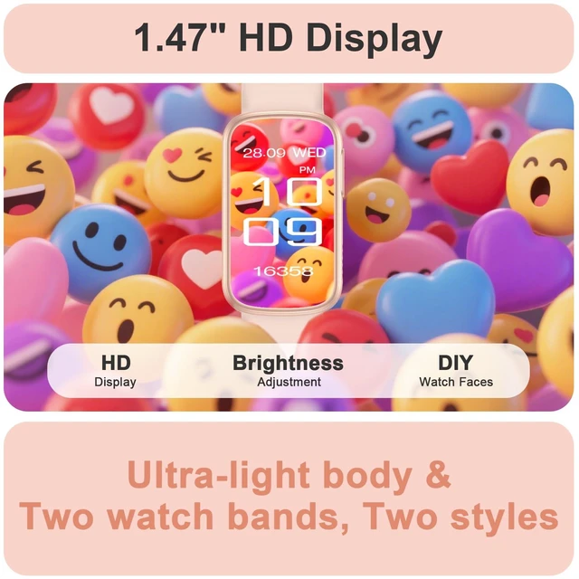 Alt view image 5 of 7 - Smart Watches for Women,Fitness Trakcer with Bluetooth Call, Heart Rate/Sleep Monitor/Calories/Blood Pressure,130+ Sports Modes 1.47'' Smartwatch for Android iPhone,IP68 Waterproof,2 Bands,Rose Gold