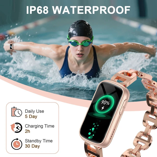 Alt view image 7 of 7 - Smart Watches for Women,Fitness Trakcer with Bluetooth Call, Heart Rate/Sleep Monitor/Calories/Blood Pressure,130+ Sports Modes 1.47'' Smartwatch for Android iPhone,IP68 Waterproof,2 Bands,Rose Gold