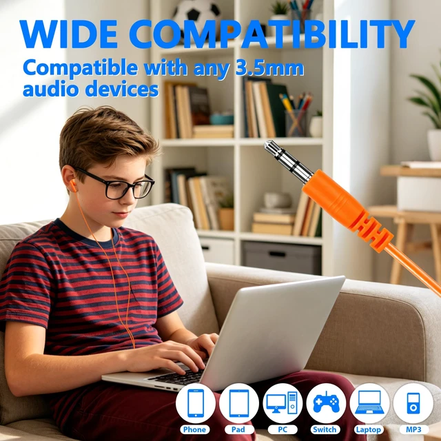 Alt view image 5 of 7 - 50 Pack Bulk Earbuds for Classroom, Wired 3.5mm Jack Multi Color Kids Earbuds Wired for School Students Library, In Ear Headphones Wired for Tablet Chromebook