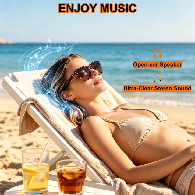 Alt view image 2 of 7 - Bluetooth Audio Sunglasses for Women, Open-Ear Audio with Speakers Bluetooth 5.3,Ultra-Clear Sound,Hands-Free Calls,UV400 Polarized Lenses,Stylish Sunglasses