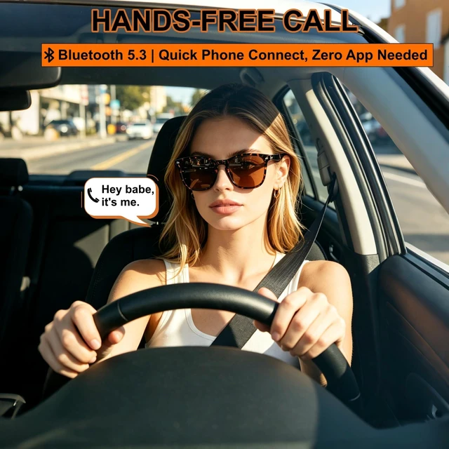 Alt view image 3 of 7 - Bluetooth Audio Sunglasses for Women, Open-Ear Audio with Speakers Bluetooth 5.3,Ultra-Clear Sound,Hands-Free Calls,UV400 Polarized Lenses,Stylish Sunglasses