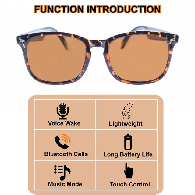 Alt view image 7 of 7 - Bluetooth Audio Sunglasses for Women, Open-Ear Audio with Speakers Bluetooth 5.3,Ultra-Clear Sound,Hands-Free Calls,UV400 Polarized Lenses,Stylish Sunglasses