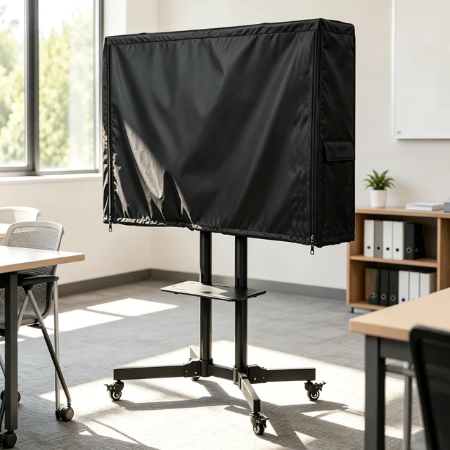 Alt view image 6 of 7 - Outdoor Waterproof Rolling TV Cart Cover, Black Dustproof Mobile Television Stand Cover Fit 50-55 Inch TV