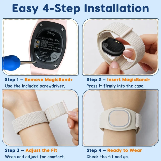 Alt view image 3 of 7 - 2-Pack Nylon Band Compatible with Magicband+ Plus Hook Loop Strap for Magic Band Plus Accessories, Integrated Band Keeper and Case Adjustable Wrist Straps Designer for Disney-Magicband+