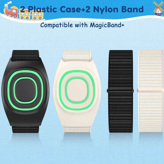 Alt view image 4 of 7 - 2-Pack Nylon Band Compatible with Magicband+ Plus Hook Loop Strap for Magic Band Plus Accessories, Integrated Band Keeper and Case Adjustable Wrist Straps Designer for Disney-Magicband+
