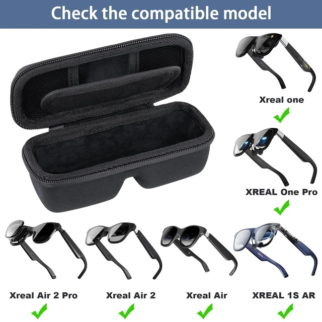 Alt view image 2 of 7 - Travel Case for XREAL 1S/One Pro/One/Air 2 Pro/2/Air AR Glasses EVA Hard Shell, Mesh Pocket Accessory Storage, Travel-Ready Portable Storage, Portable Rope Attachment, Protective Case Only