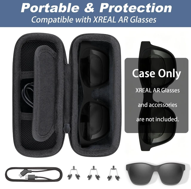 Alt view image 3 of 7 - Travel Case for XREAL 1S/One Pro/One/Air 2 Pro/2/Air AR Glasses EVA Hard Shell, Mesh Pocket Accessory Storage, Travel-Ready Portable Storage, Portable Rope Attachment, Protective Case Only