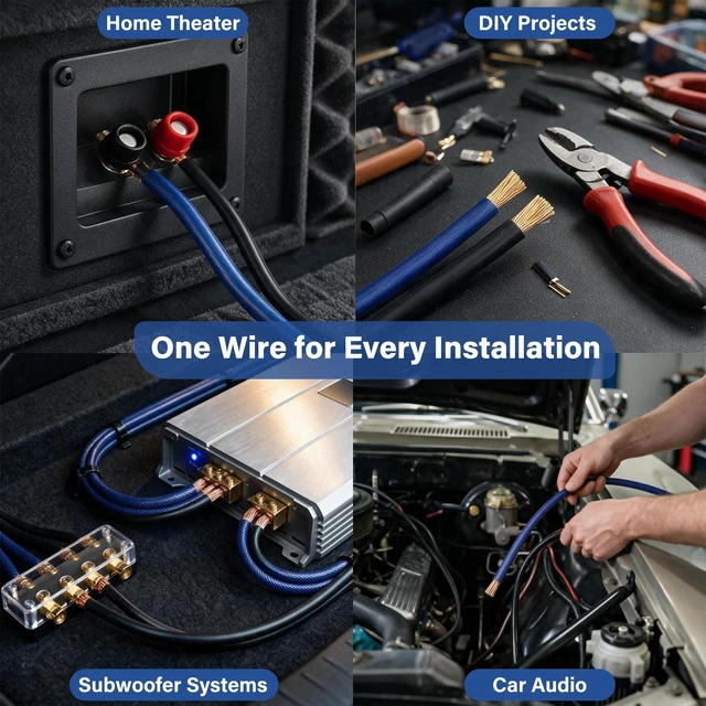 Alt view image 7 of 7 - 10 Gauge AWG 2 Conductor Speaker Wire Spool 100 FT Blue & Black, Ultra Flexible CCA Power & Ground Zipper Parallel Battery Cable, for Car Audio Subwoofer Amplifier RV Marine DIY+Heat Shrink Tubes