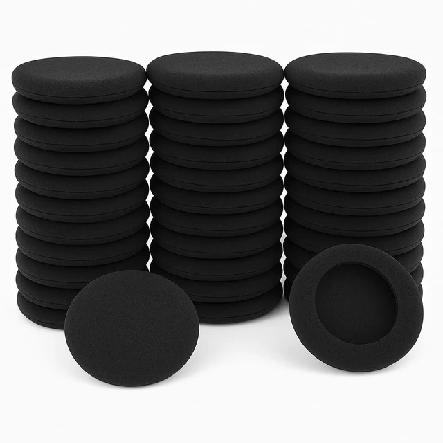 Main image of Replacement Foam Earpads for On-Ear Headphones 45mm - 1.8" inch Diameter Sponge Cushions Disposable Covers for Most Standard Size Office Telephone Headsets, Call Center, Office, Classroom, 50 Pack