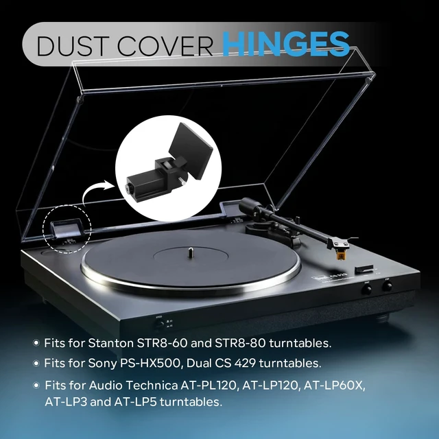 Alt view image 3 of 7 - 2Pcs Dust Cover Hinges Replacement for Audio Technica AT-PL120, AT-LP120-USB, AT-LP120XUSB, at-LP3, at-LP5, AT-LP140, Fit for Stanton STR8-60, STR8-80 Turntable
