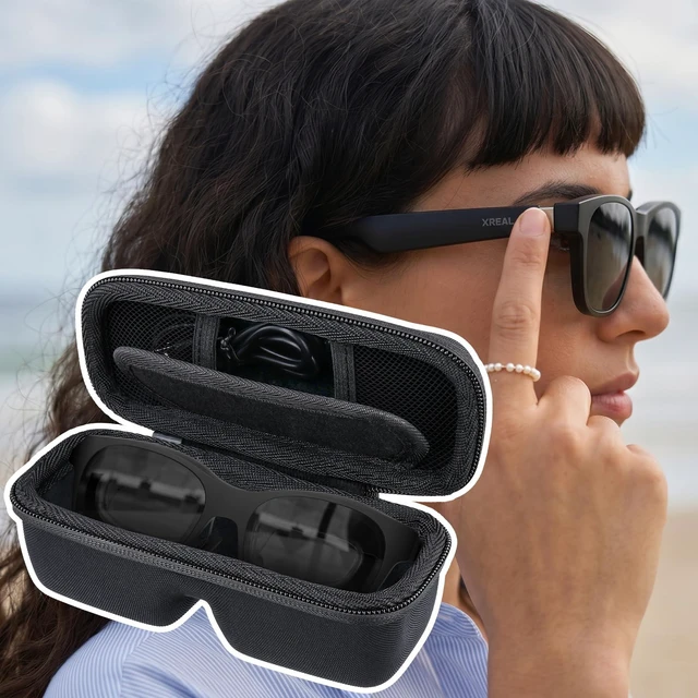 Alt view image 7 of 7 - Travel Case for XREAL 1S/One Pro/One/Air 2 Pro/2/Air AR Glasses EVA Hard Shell, Mesh Pocket Accessory Storage, Travel-Ready Portable Storage, Portable Rope Attachment, Protective Case Only