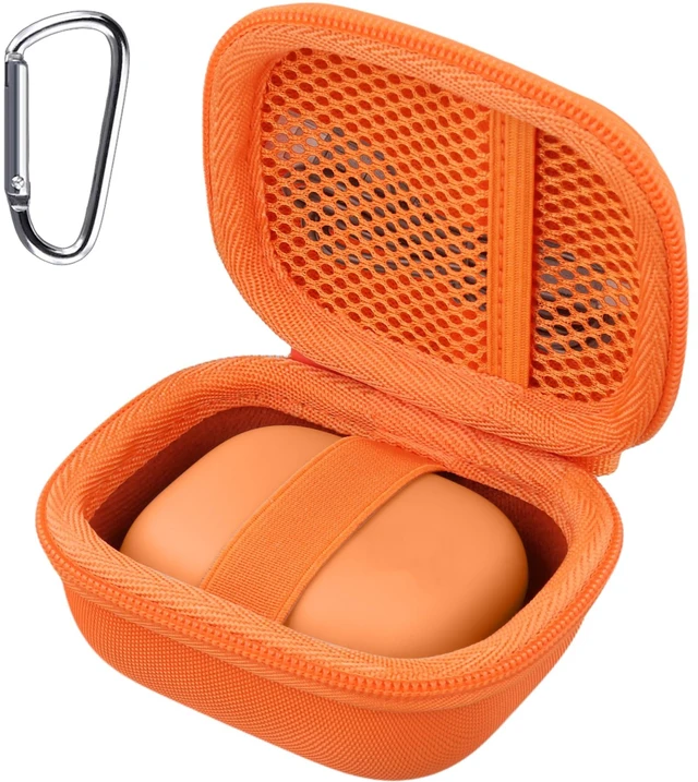 Main image of Hard Case for Beats Powerbeats Pro 2 with Carabiner Clip, Orange Travel Storage, Space For Earbuds And Accessories, Soft Lining, Protective Exterior