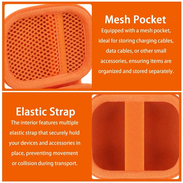 Alt view image 3 of 7 - Hard Case for Beats Powerbeats Pro 2 with Carabiner Clip, Orange Travel Storage, Space For Earbuds And Accessories, Soft Lining, Protective Exterior