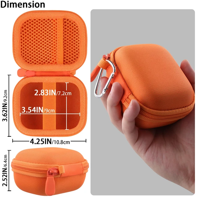 Alt view image 6 of 7 - Hard Case for Beats Powerbeats Pro 2 with Carabiner Clip, Orange Travel Storage, Space For Earbuds And Accessories, Soft Lining, Protective Exterior