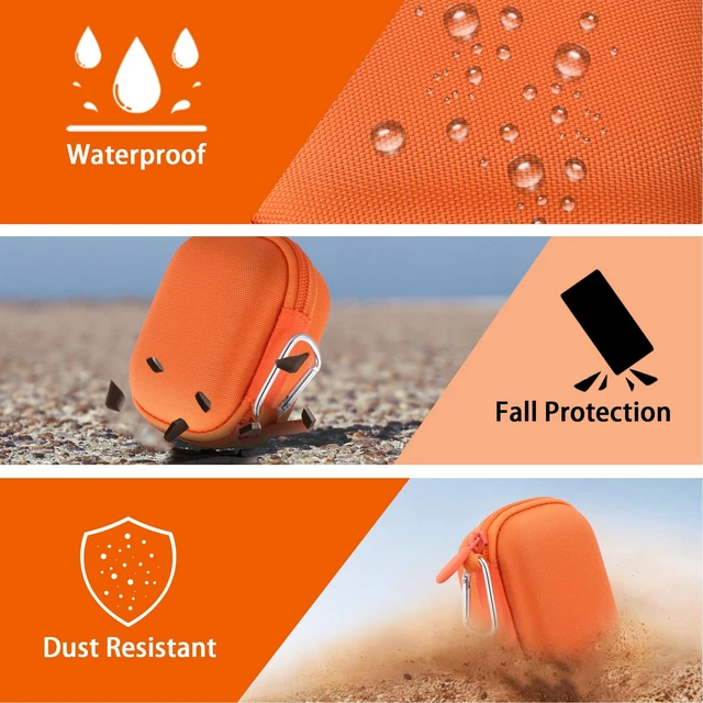 Alt view image 7 of 7 - Hard Case for Beats Powerbeats Pro 2 with Carabiner Clip, Orange Travel Storage, Space For Earbuds And Accessories, Soft Lining, Protective Exterior