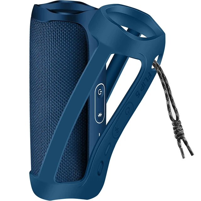 Alt view image 2 of 7 - Silicone Case for JBL FLIP 5 Waterproof Portable Bluetooth Speaker Shoulder Strap, Carabiner, Travel, Outdoor, for Gel Soft Skin Rubber Cover, Small Bluetooth Speaker Sleeve, Case Only, Blue