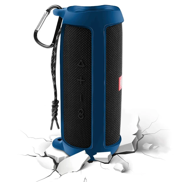 Alt view image 4 of 7 - Silicone Case for JBL FLIP 5 Waterproof Portable Bluetooth Speaker Shoulder Strap, Carabiner, Travel, Outdoor, for Gel Soft Skin Rubber Cover, Small Bluetooth Speaker Sleeve, Case Only, Blue