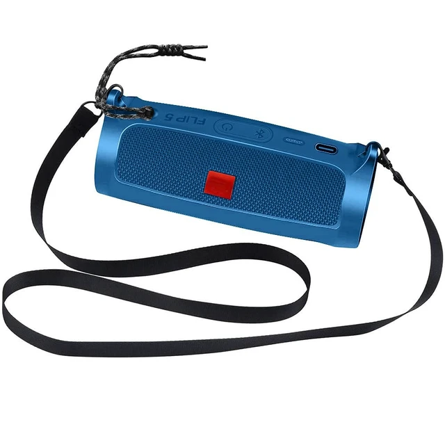 Alt view image 5 of 7 - Silicone Case for JBL FLIP 5 Waterproof Portable Bluetooth Speaker Shoulder Strap, Carabiner, Travel, Outdoor, for Gel Soft Skin Rubber Cover, Small Bluetooth Speaker Sleeve, Case Only, Blue