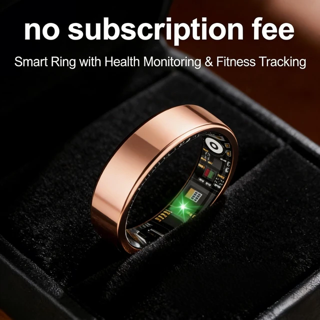 Alt view image 4 of 7 - Smart Ring with Stress & Sleep Monitor, Female Health Period Tracker, No Subscription Fee, Comfortable Design for Women & Men (Rose Gold 9)