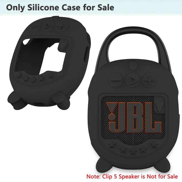 Alt view image 2 of 7 - Silicone Cover Case for JBL Clip 5 Portable Bluetooth Speaker, Black Protective Soft Skin for Clip 5 Speaker Holder Accessories, Portable Stand Up Case, Shockproof and Anti-Scratch Cover