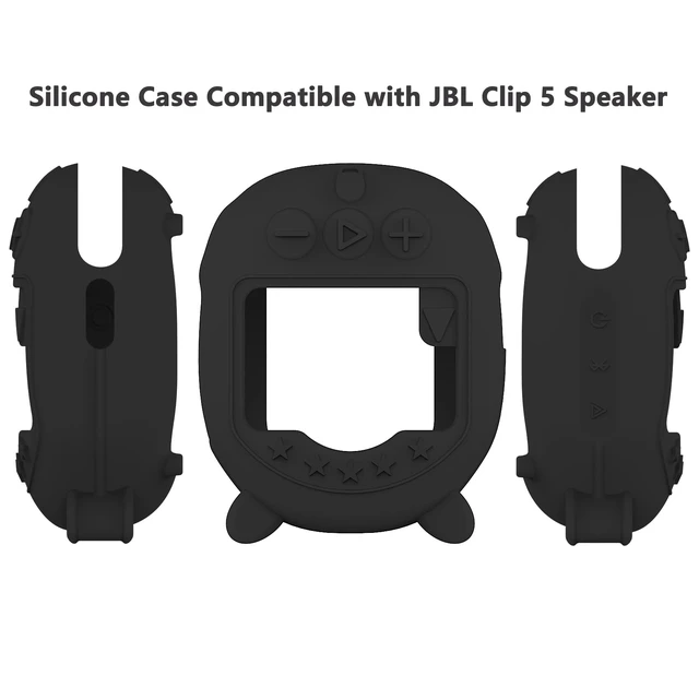 Alt view image 3 of 7 - Silicone Cover Case for JBL Clip 5 Portable Bluetooth Speaker, Black Protective Soft Skin for Clip 5 Speaker Holder Accessories, Portable Stand Up Case, Shockproof and Anti-Scratch Cover