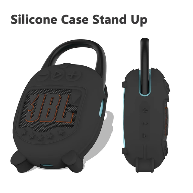 Alt view image 4 of 7 - Silicone Cover Case for JBL Clip 5 Portable Bluetooth Speaker, Black Protective Soft Skin for Clip 5 Speaker Holder Accessories, Portable Stand Up Case, Shockproof and Anti-Scratch Cover