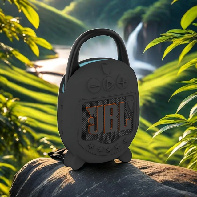 Alt view image 7 of 7 - Silicone Cover Case for JBL Clip 5 Portable Bluetooth Speaker, Black Protective Soft Skin for Clip 5 Speaker Holder Accessories, Portable Stand Up Case, Shockproof and Anti-Scratch Cover