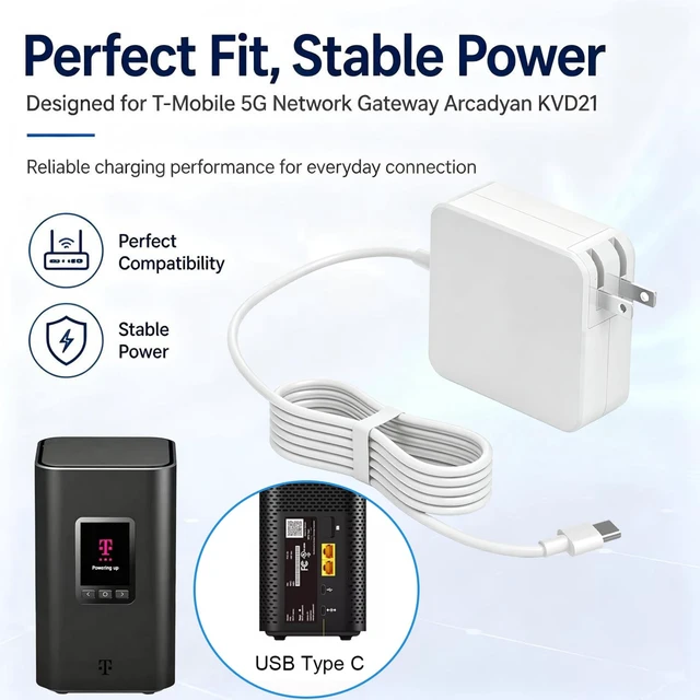 Alt view image 2 of 6 - for the T-Mobile 5G Network Gateway Arcadyan KVD21 Charger and Power Cord t-mobile 5g gateway charger t-mobile kvd21 5gt-mobile internet box power cordarcadyan kvd21 power adapter