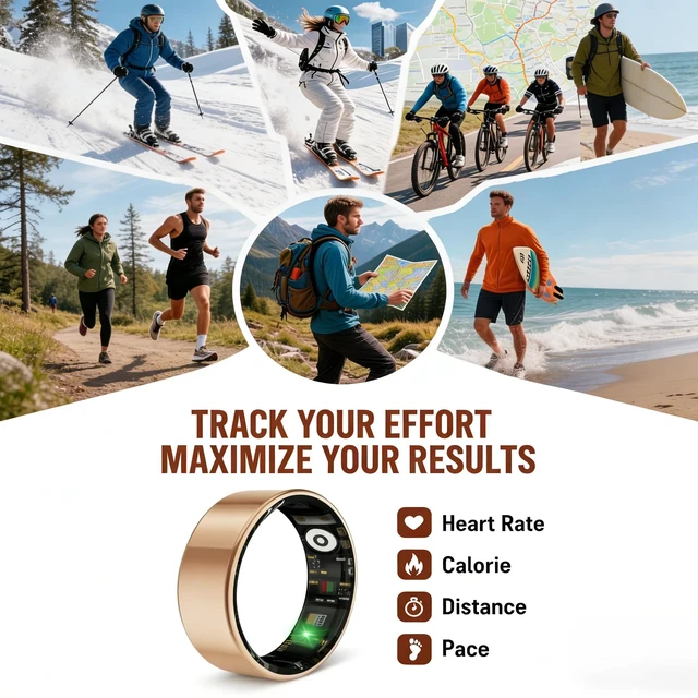 Alt view image 7 of 7 - Smart Ring with Stress & Sleep Monitor, Female Health Period Tracker, No Subscription Fee, Comfortable Design for Women & Men (Rose Gold 9)