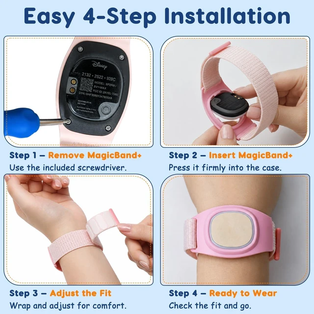 Alt view image 3 of 7 - 2-Pack Nylon Band Compatible with Magicband+ Plus Hook Loop Strap for Magic Band Plus Accessories, Integrated Band Keeper and Case Adjustable Wrist Straps Designer for Disney-Magicband+