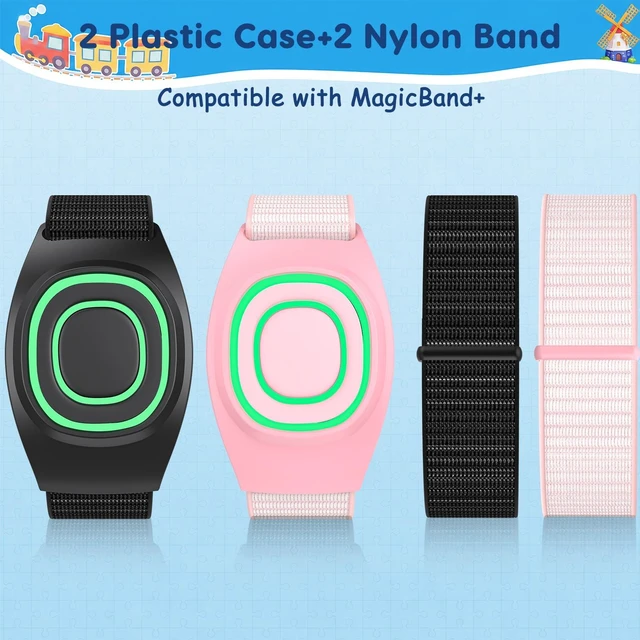 Alt view image 4 of 7 - 2-Pack Nylon Band Compatible with Magicband+ Plus Hook Loop Strap for Magic Band Plus Accessories, Integrated Band Keeper and Case Adjustable Wrist Straps Designer for Disney-Magicband+
