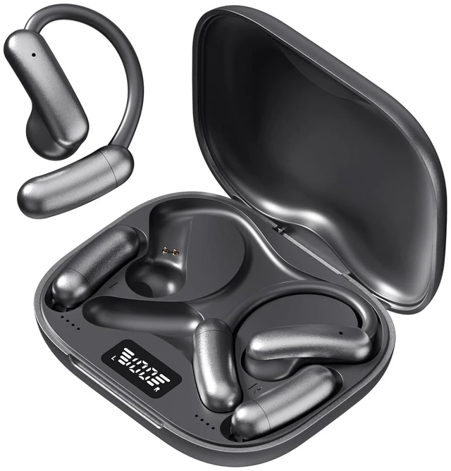 Main image of Open Ear Headphones with Swappable Battery, Bluetooth 5.4 Wireless Ear Hook Headphones, Secure Fit for Running, Workout, Cycling and Outdoor Activities