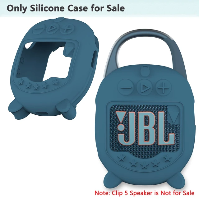 Alt view image 2 of 7 - Silicone Cover Case for JBL Clip 5 Portable Bluetooth Speaker, Blue Protective Soft Skin for Clip 5 Speaker Holder Accessories, Portable Stand Up Case, Shockproof and Anti-Scratch Cover