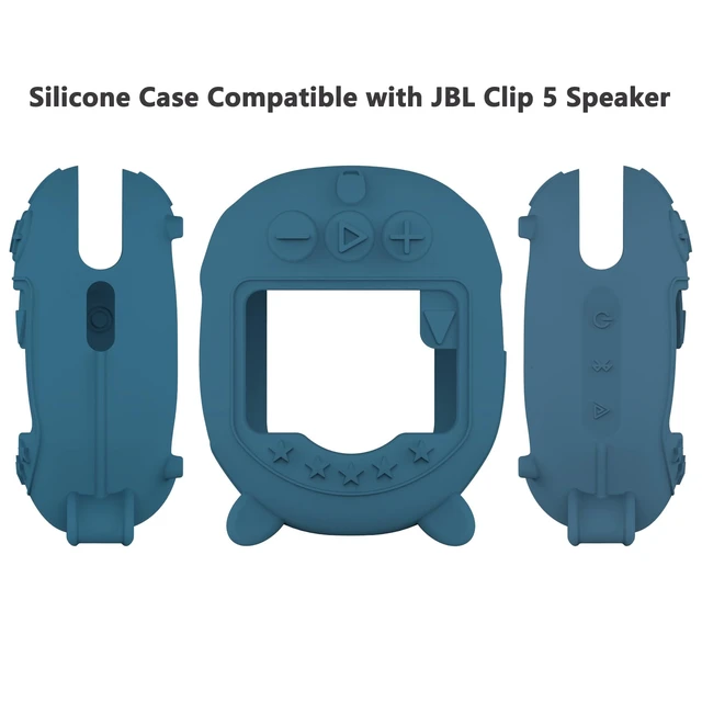 Alt view image 3 of 7 - Silicone Cover Case for JBL Clip 5 Portable Bluetooth Speaker, Blue Protective Soft Skin for Clip 5 Speaker Holder Accessories, Portable Stand Up Case, Shockproof and Anti-Scratch Cover