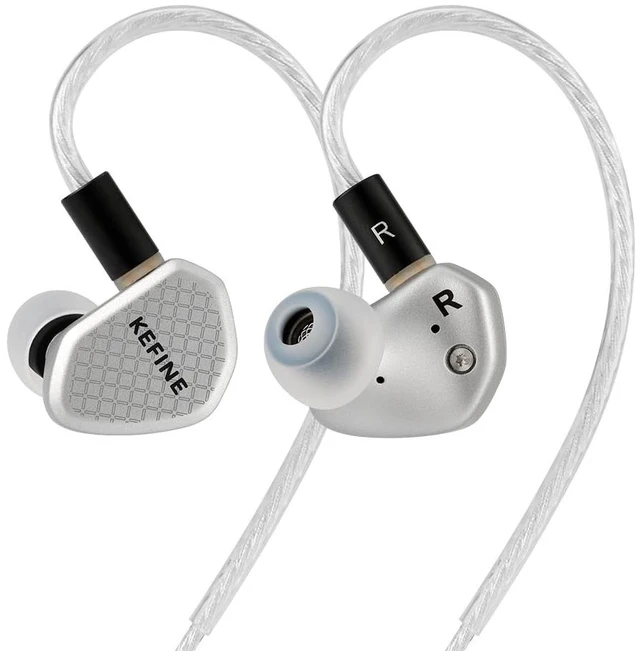 Main image of KEFINE Klean in-Ear Monitors, IEMs for Gaming, 10mm DLC Diaphragm Dynamic Driver Earphones, Dual-Cavity IEMs with Silver-Plated Copper Cable, 3.5mm Wired Earbuds (Silver, No Mic 3.5mm)