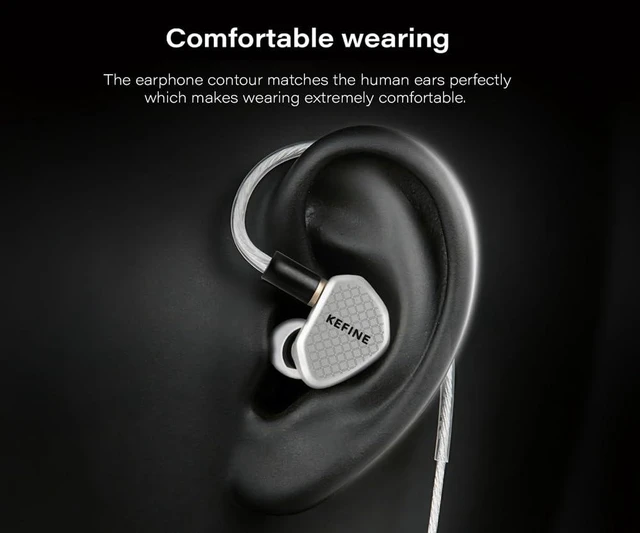 Alt view image 6 of 7 - KEFINE Klean in-Ear Monitors, IEMs for Gaming, 10mm DLC Diaphragm Dynamic Driver Earphones, Dual-Cavity IEMs with Silver-Plated Copper Cable, 3.5mm Wired Earbuds (Silver, No Mic 3.5mm)