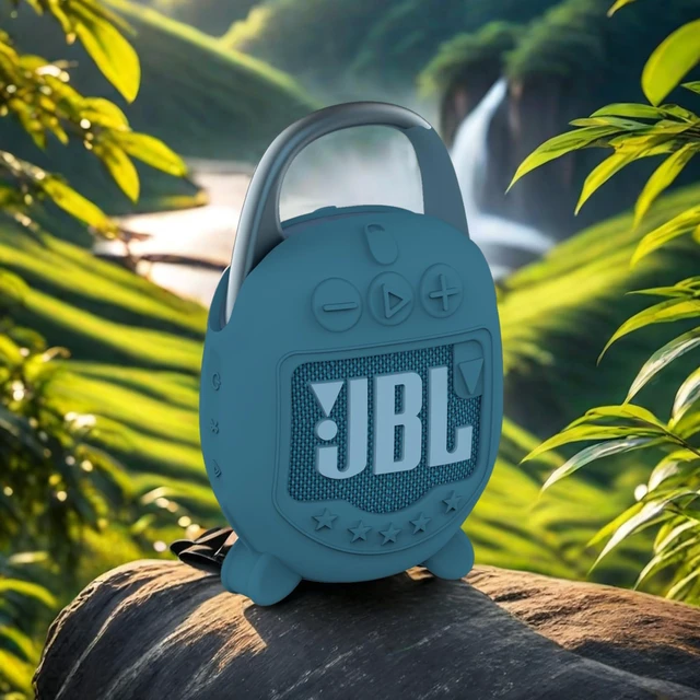 Alt view image 7 of 7 - Silicone Cover Case for JBL Clip 5 Portable Bluetooth Speaker, Blue Protective Soft Skin for Clip 5 Speaker Holder Accessories, Portable Stand Up Case, Shockproof and Anti-Scratch Cover