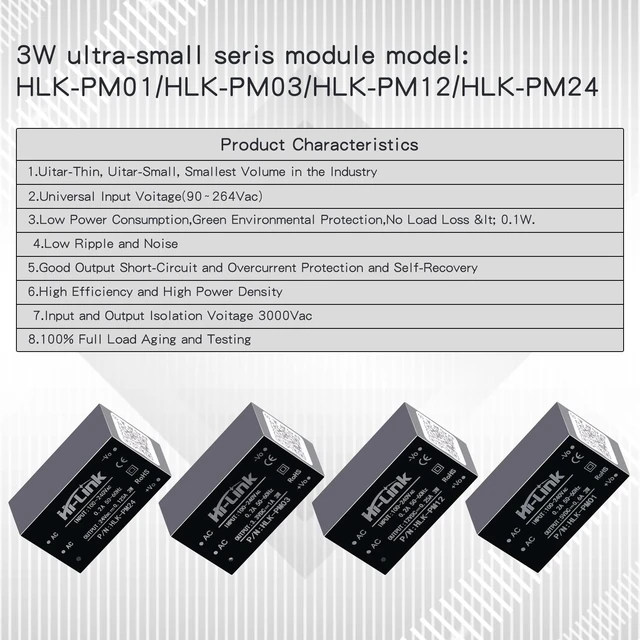 Alt view image 2 of 7 - Mini Step-Down Power Supply Module, Intelligent Home Switching Power Module AC-DC Isolated Power Module 220v to 3.3v, HLK-PM03 DC Power Module AC DC Converter 220V to 3.3V3PCS