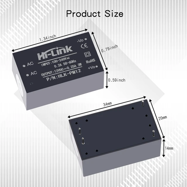 Alt view image 6 of 7 - AC-DC Isolated Power Module Smart Home Switching Power Module Mini Buck Power Module 220v to 12v HLK-PM12 DC Power Module AC DC Converter 220V to 12V (3PCS)