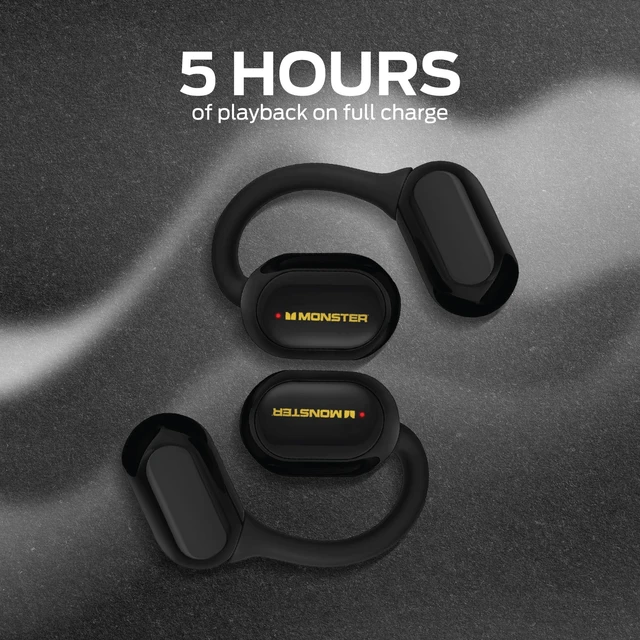 Alt view image 5 of 7 - Open Flex Open Ear Wireless Earbuds, Around-Ear Secure Fit Bluetooth Headphones, Earhook Design, Stay Aware While Listening, IPX5 Waterproof, Built-in Mic, Charging Case