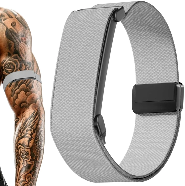 Main image of Magnetic Bicep Band for Google Fitbit Air,Nylon Arm Strap (Light Grey) Elastic Sport Armband Ankle Nylon Bicep Bands with Magnet Clasp for Women Men,Breathable Replacement Strap for Gym Running