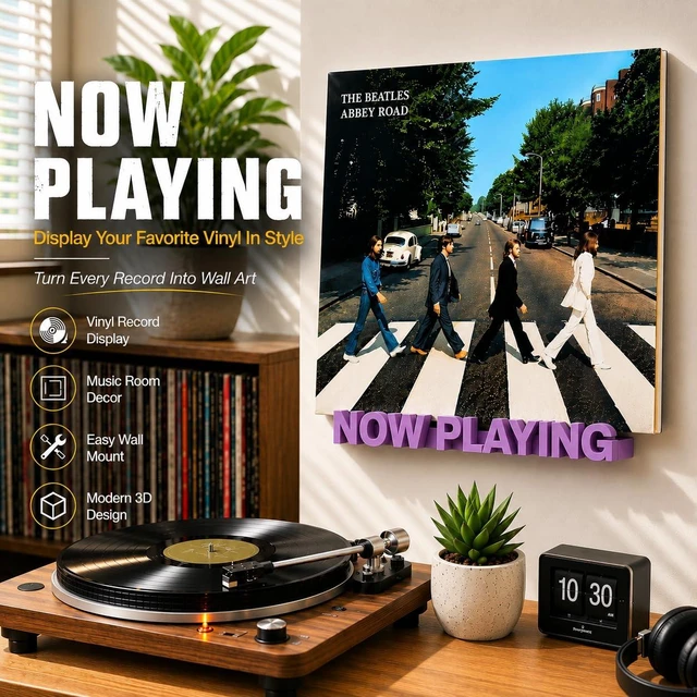 Alt view image 2 of 6 - Now Playing Vinyl Record Stand Wall MountRecord Display Stand for Vinyl Records and LP Record Floating Shelves Record Storage Holder (Purple)