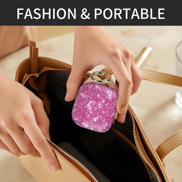 Alt view image 5 of 6 - Case Cover Compatible with AirPod 4th Generation 2024, Shockproof for Women & Girls with Golden Round Buckle Protective, Anti-Drop Design(Pink)