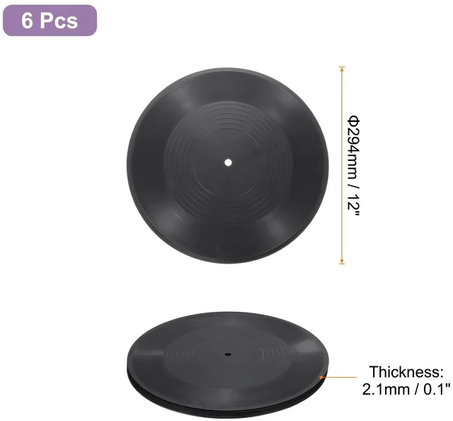 Alt view image 2 of 6 - 6Pcs Blank Vinyl Records 12 Inch Fake Record Vintage Decoration, PVC Plain Faux Blank Vinyl Records, Retro Vinyl Records for Home Studio Room Wall Aesthetic