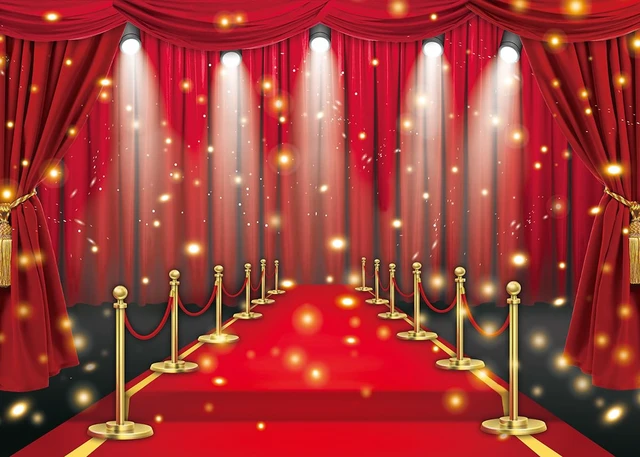 Alt view image 2 of 7 - Red Carpet Backdrop Movie Night Film Stars Glitter Party Red Curtain Decor Photo Background VIP Fashion Show Prom Graduation Wedding Birthday Party Supplies Photo Props (8x6FT)