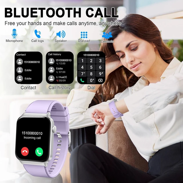 Alt view image 2 of 7 - Smart Watch for Women, 1.85" HD Touch Screen Fitness Watch(Answer/Make Call), 100+ Sports Modes, Fitness Tracker with Heart Rate/Sleep Monitor, Pedometer, IP68 Waterproof Smartwatch for Android iOS