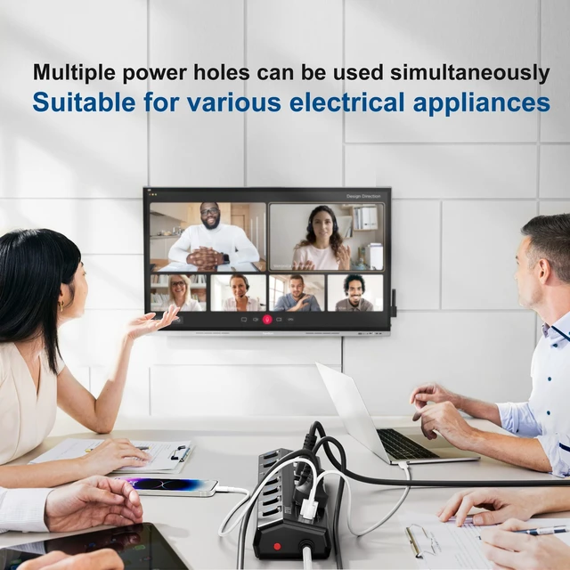 Alt view image 7 of 7 - Power Strip with USBC & USBA Ports, 6 AC Outlets, Wall Mount