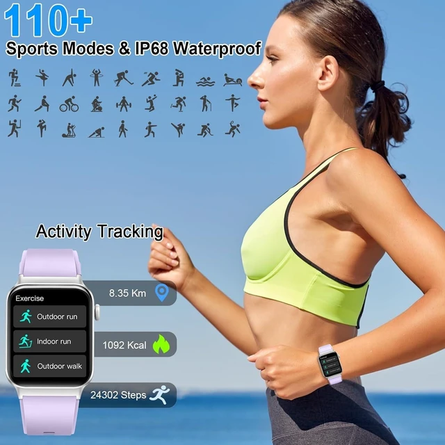 Alt view image 5 of 7 - Smart Watch for Women, 1.85" HD Touch Screen Fitness Watch(Answer/Make Call), 100+ Sports Modes, Fitness Tracker with Heart Rate/Sleep Monitor, Pedometer, IP68 Waterproof Smartwatch for Android iOS