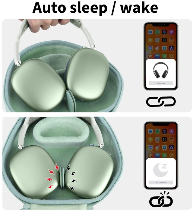 Alt view image 4 of 7 - Storage Case Compatible with Apple AirPods Max Over-Ear Headphones Lightweight Carry, Secure Storage, Convenient Zipper, Soft Interior,Black Case